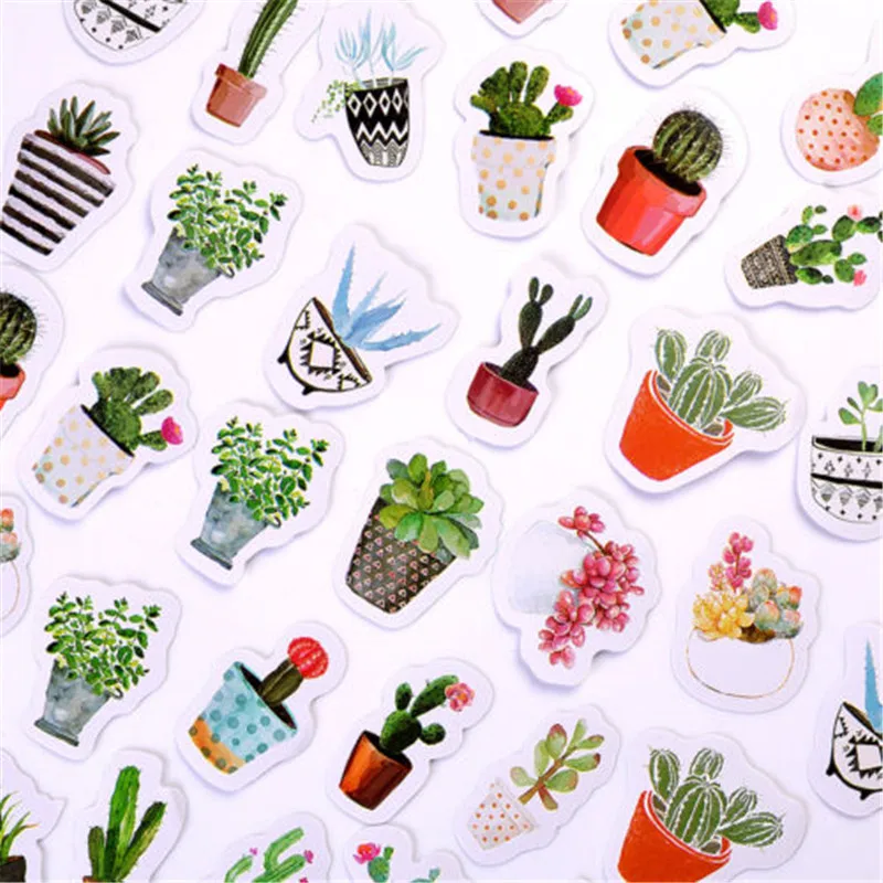New 45 pcs/pack Pot Cultured Green Plants Label Stickers Decorative