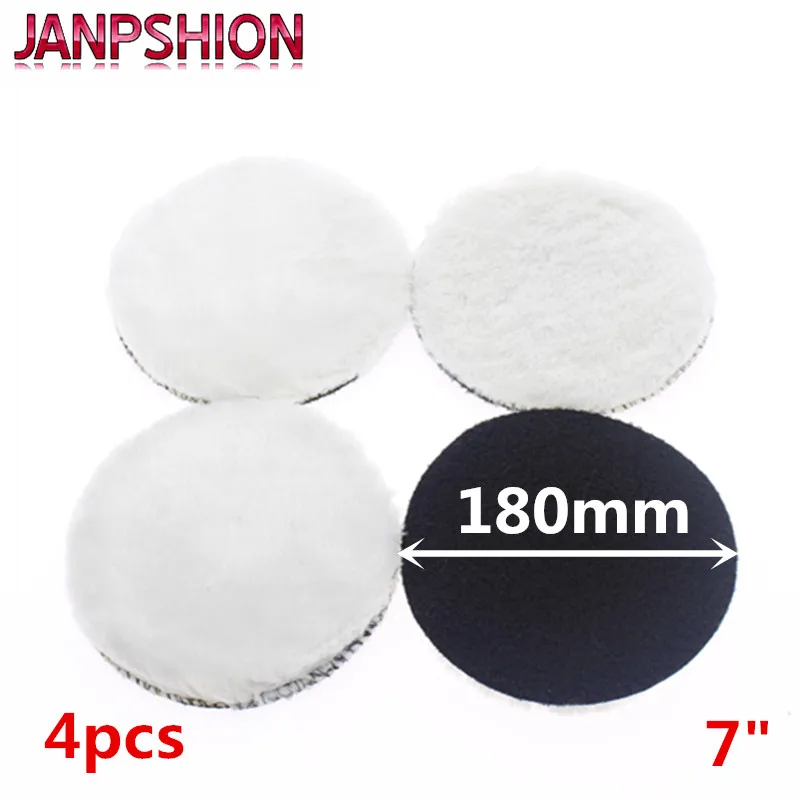 JANPSHION 4pc 180mm car polishing pad 7" inch polish waxing pads Wool
