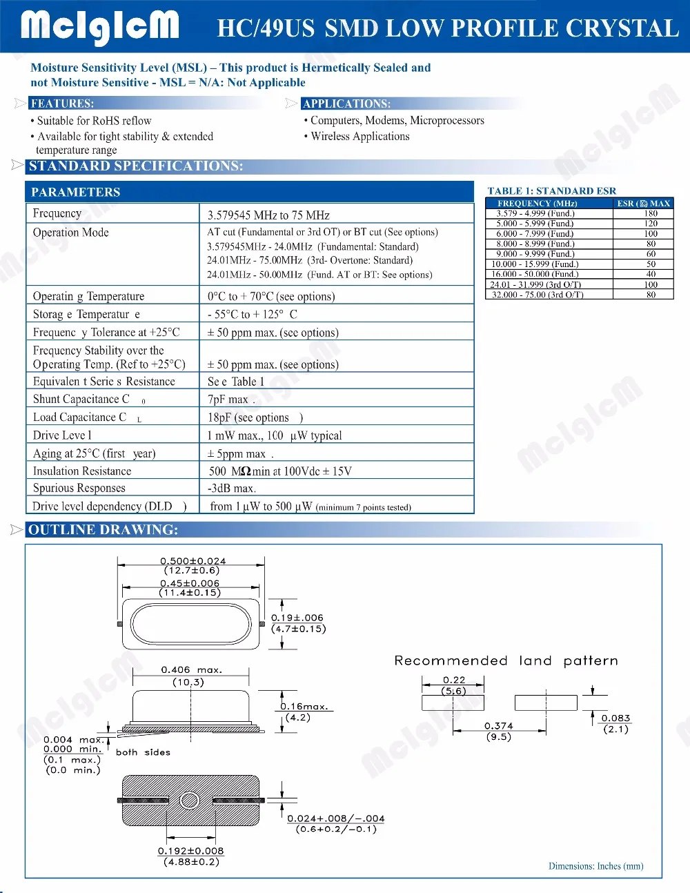 1000 pcs smd HC-49S 4,9152 МГц 20ppm 20pF Кварцевый резонатор с украшением в виде кристаллов