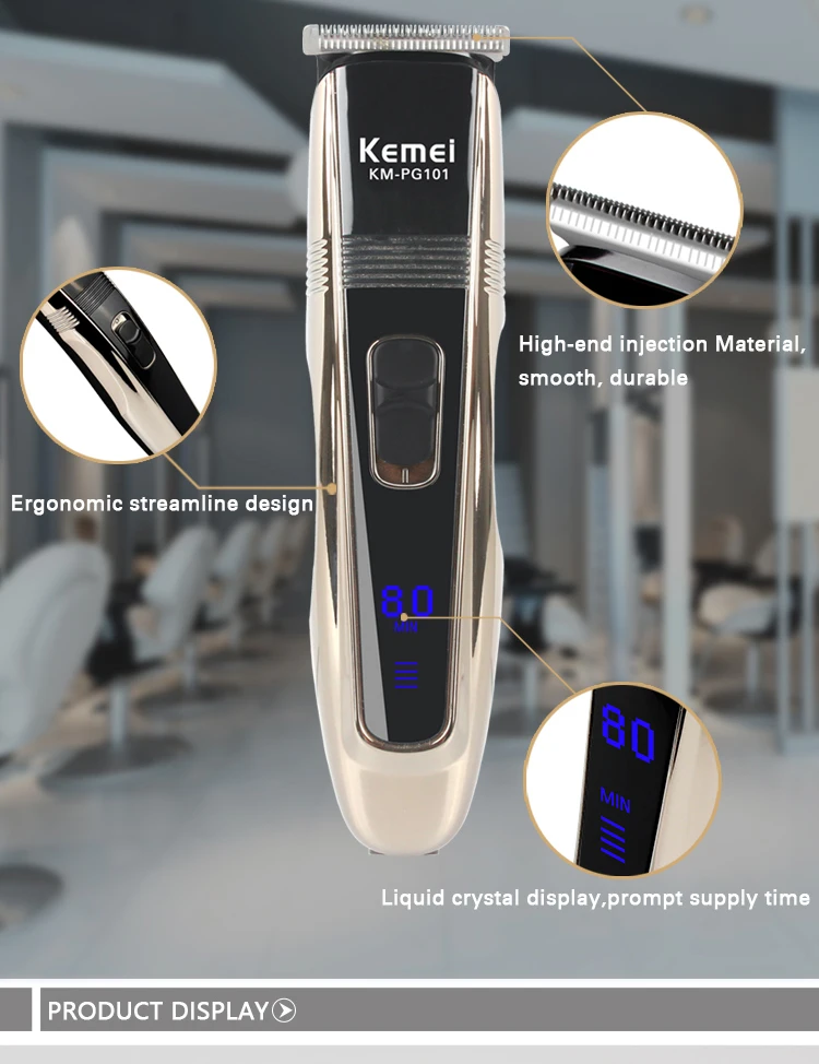 Aparador de Cabelo dos Homens Kemei Elétrico Recarregável Clipper Display Lcd Profissional Ferramentas Estilo Ajustáveis Aparador Cabelo Pg101 5 Kemei aparador de cabelo elétrico recarregável clipper