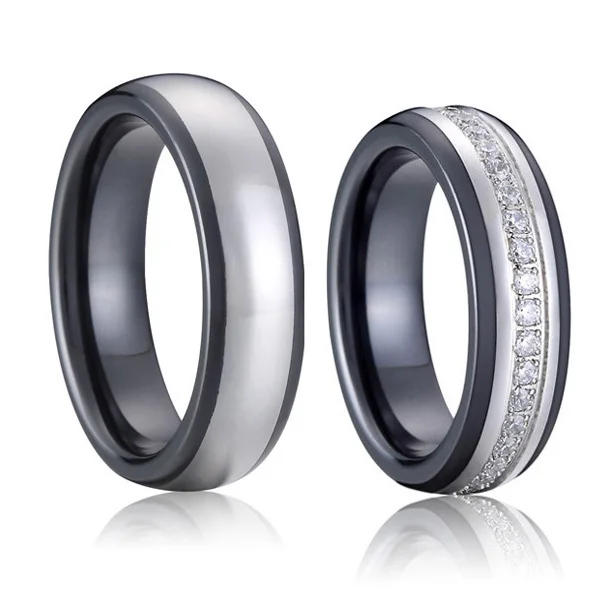 Luxury Custom Tailor Handmade Anium Inlay Black Ceramic Wedding Luxury Custom Tailor Handmade Anium Inlay Black Ceramic Wedding Bands S Promise Rings Set For Men