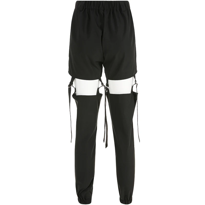 HEYounGIRL Харадзюку черные шаровары женские открытые сексуальные брюки женские уличные повседневные спортивные штаны Джоггеры в стиле хип-хоп летние