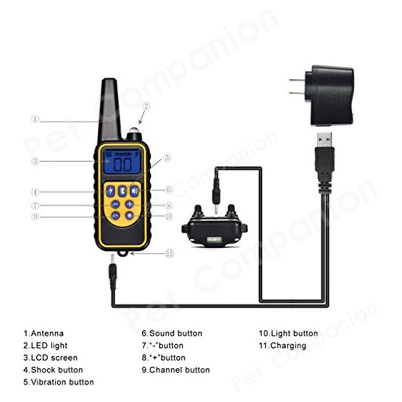 Rechargeable Waterproof Electronic Dog Training Collar Stop Barking LCD Display 800m Remote Electronic Shock Training Collars10