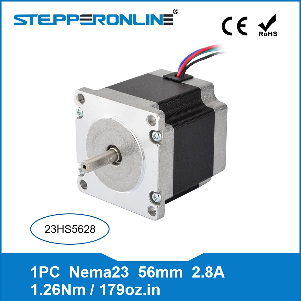 

Free Ship! 1PC Nema 23 Stepper Motor Bipolar 1.26Nm(178.5oz.in) 2.8A 4-lead 57x57x56mm for CNC milling machine 3D Printer