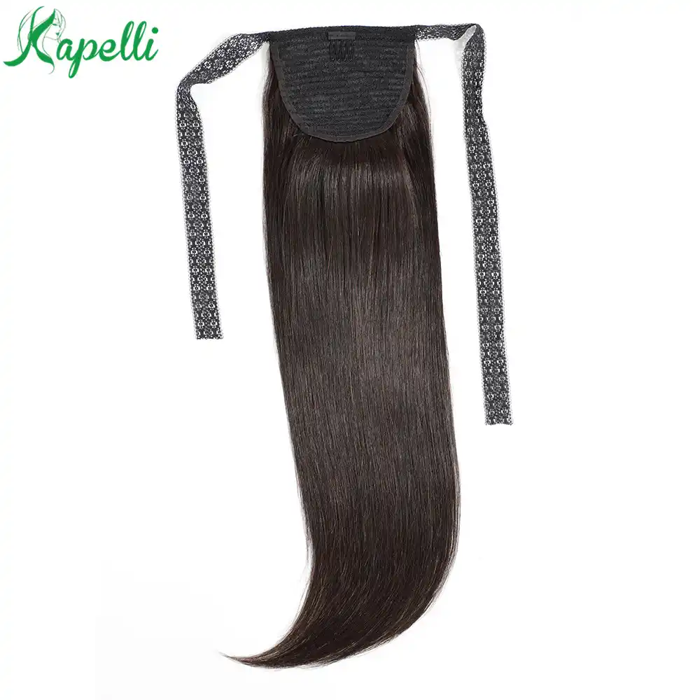 Straight Ponytail 100 Human Hair Weave Lace Ribbon Ponytail With