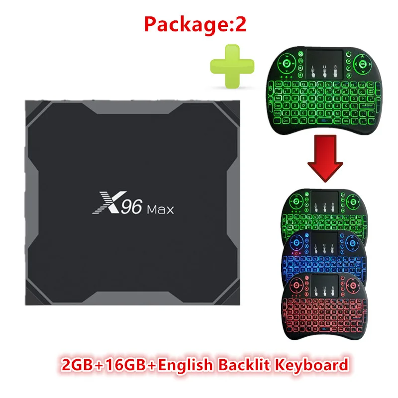 HAAYOT X96 MAX Android 8,1 Amlogic S905X2 четырехъядерный X96MAX 2 Гб 16 Гб ТВ приставка 2,4G Wifi 100 м H.265 4K медиаплеер смарт-бокс - Цвет: 2G 16G I8 En Backlit