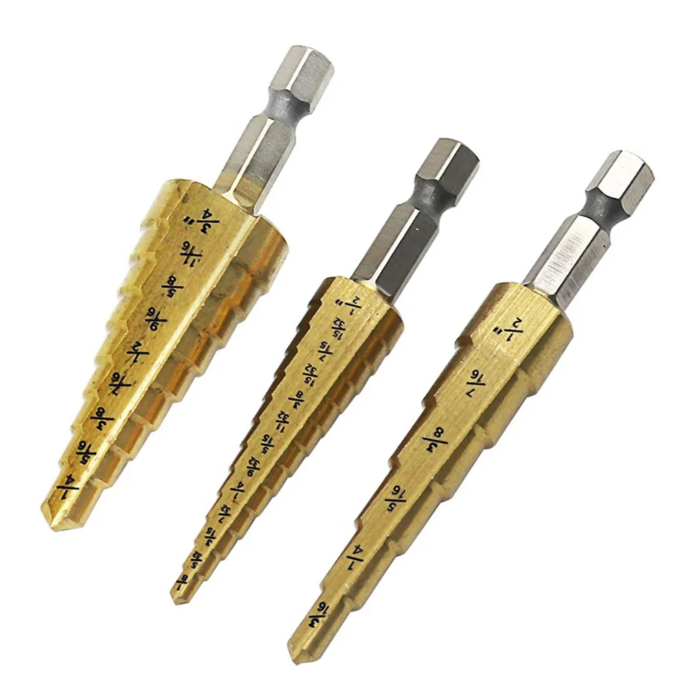 Buy Cone Step Drill Hole Tools Countersink 3PC Drill Bit Set Power Tools Step