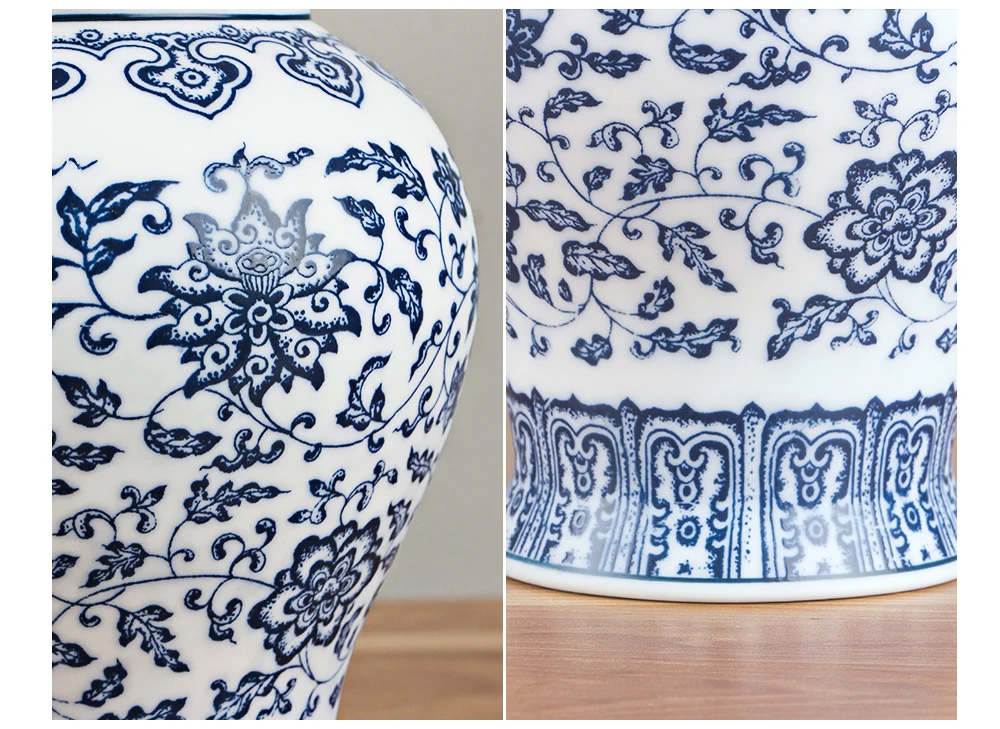 Античный Фарфор Jingdezhen синий и белый общий бак банки для чая банки для хранения