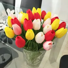 30pcs/lot Tulip Artificial Flower 2016 PU Artificial Flowers Real touch Bouquet For Home decoration Wedding Flowers