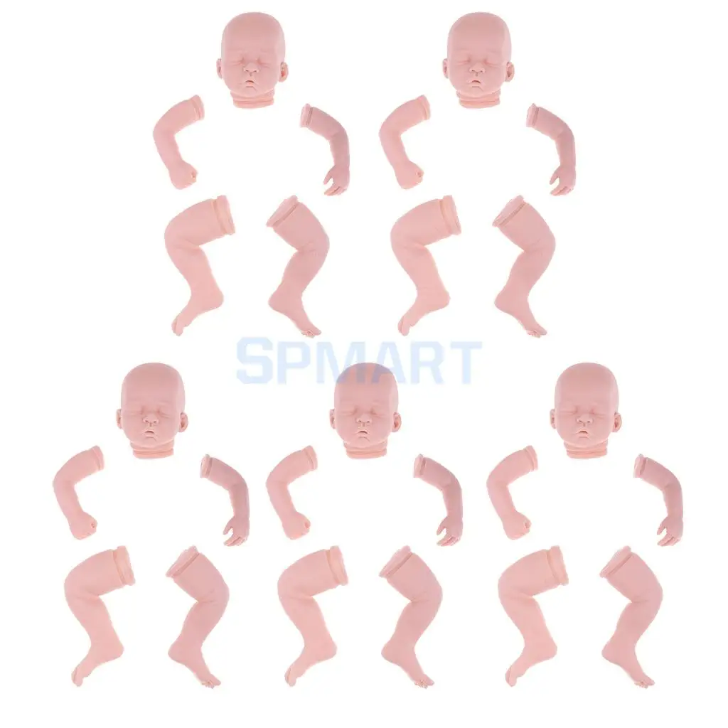 

5 Set Real Touch Soft Silicone 20inch Reborn Kits Baby Doll Blank Head Limb Mold DIY Making Accessories
