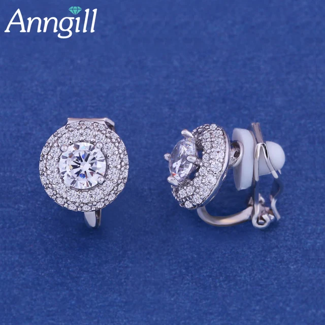 Clip On Earrings No Pierced Non Piercing Ear Clip Earrings Without Piercing Silver Color AAA