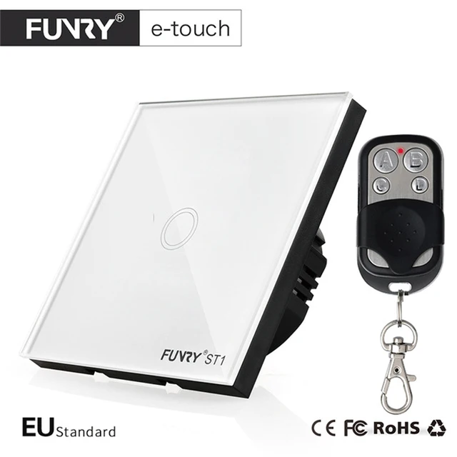 Funry 1 2 3 Gang EU Remote Switch Wifi Control Wireless Remote Wall Light Touch Switch Work With Broadlink / Geeklink Smart Home