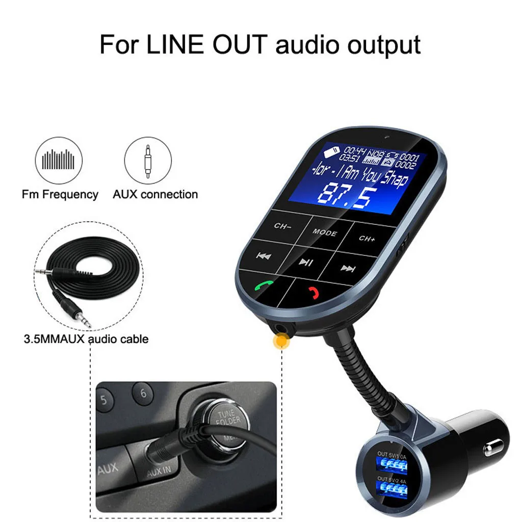 

OMESHIN Wireless Bluetooth Car MP3 Player Dual USB Charger Car Audio Modulator Large screen USB card Charger Handsfree Apl26