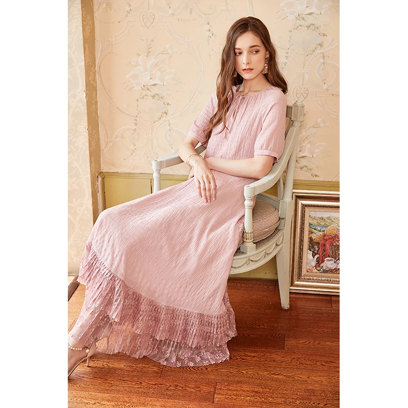Flash Deals QmiOf ARTKA Summer New Women Lace Stitching Slim Waist Double Hem Sexy Fashion Holiday Maxi Long Dress LA12587X Flash Deals QmiOf ARTKA Summer New Women Lace Stitching Slim Waist Double Hem Sexy Fashion Holiday Maxi Long Dress LA12587X