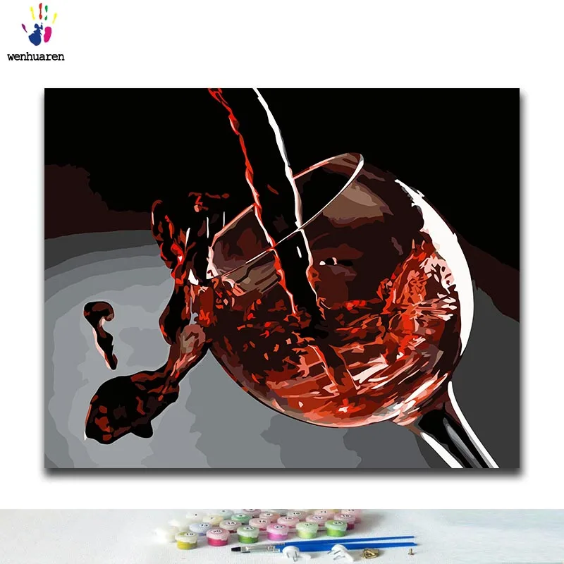 

DIY Coloring paint by numbers Red wine paintings by numbers with kits 40x50 framed