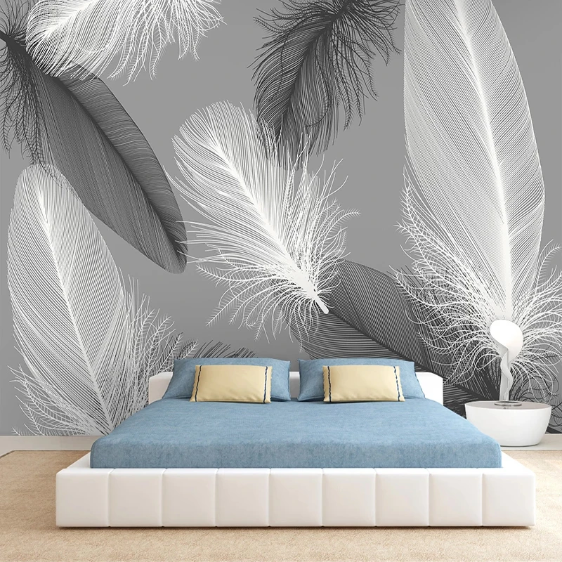 3D абстрактный серый перо современное оформление стены живопись гостиная спальня фон водонепроницаемый холст самоклеющиеся настенные обои