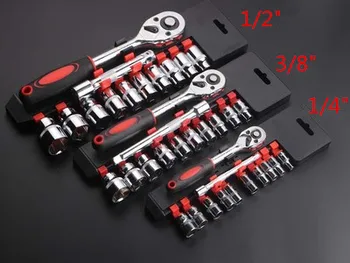 

12Pcs Kit wrench tool 1/4" 3/8'' 1/2'' Mini Wrench Socket Set CR-V Drive Ratchet Wrench Spanner for Bicycle Motorcycle Car