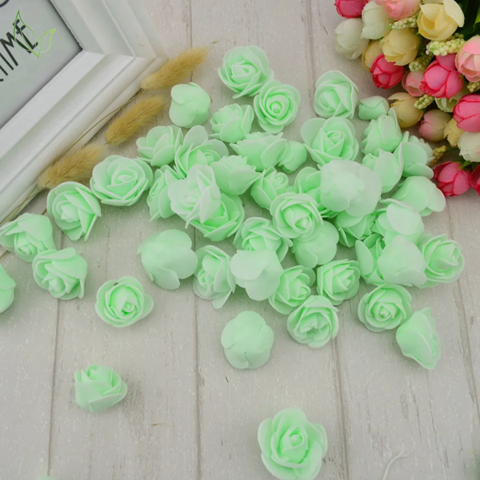 100pcs PE Foam Fake Teedy Bear Roee Head Artificial Flowers Cheap Wedding Home Decoration for Scrapbooking Gift Box Diy Wreath