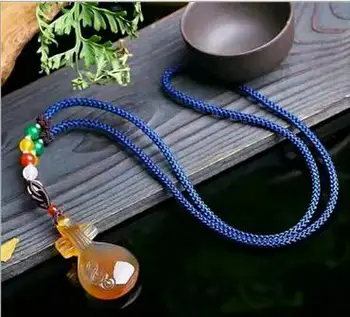 

Parent-child outfit pure hand-carved original stone double-color pipa pendant Bead string necklace charm female style children's