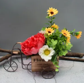 

Small Tieyi Wood Tricycle Flower Arrangement Wood Flower Desktop Small Flower Pot Flower Arrangement Tricycle