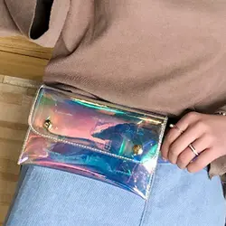 BEAU-стильный ПВХ голографическая Талия Фанни сумка на пояс дорожный телефон кошелек для женщин, разноцветные