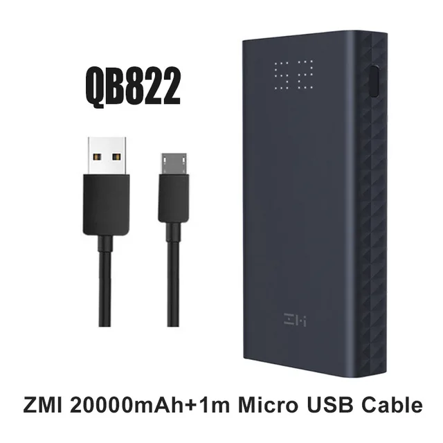 Z mi power bank, power Bank, 20000 мА/ч, быстрая зарядка QC3.0, Xiao mi, батарея, двойной USB, 27 Вт, 20000 мА/ч, QB822, для iPhone, iPad, ноутбука - Цвет: add micro cable