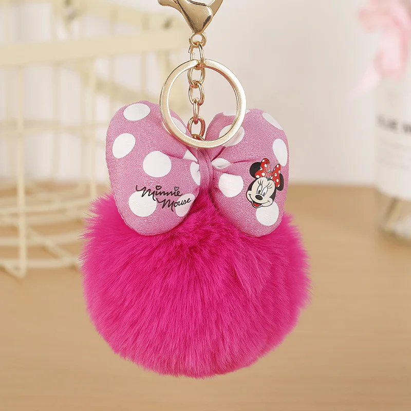 

New Mickey Pillow Porte clef Fluffy Keychain Pompom llavero Rabbit Fur Ball Bag charm Key Chain Women Chaveiro sleutelhanger