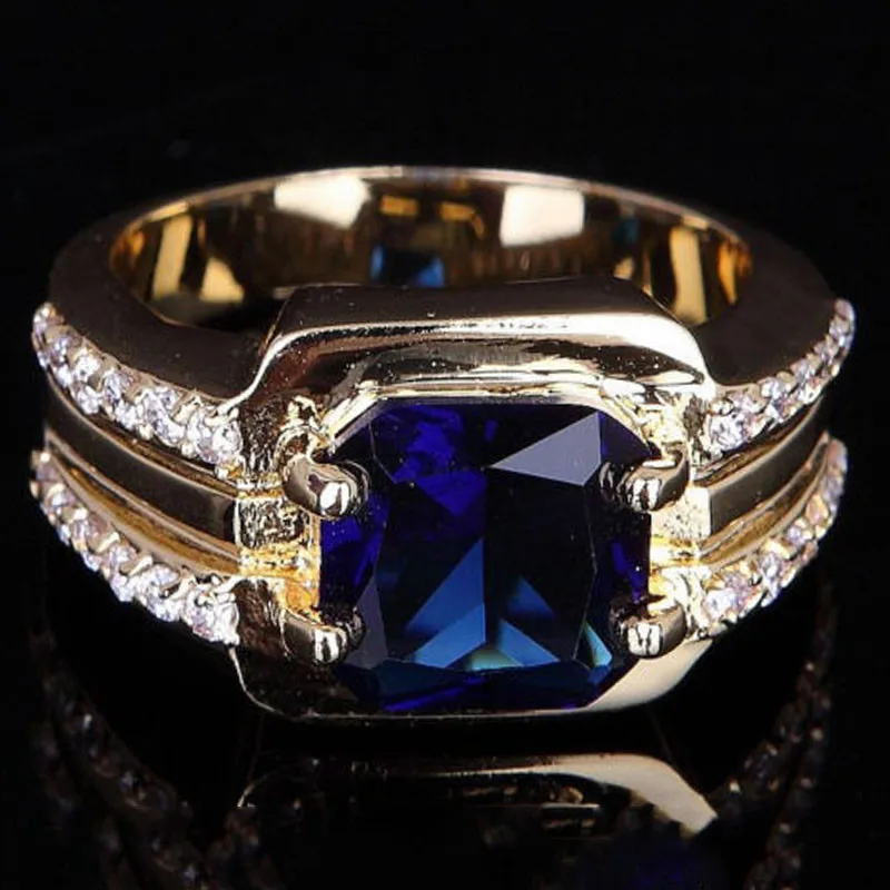 Trendy Man's Ring Blue Filled Wedding Rings Classic ring jewelry for