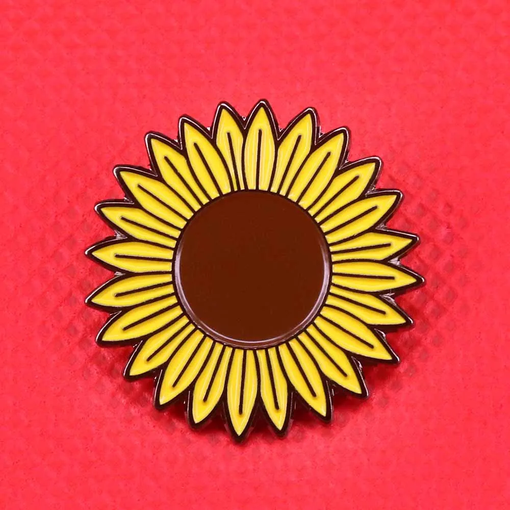 

Sunflower enamel pin flower brooch plant badge happy positive pins gardener gift women shirts backpack accessory