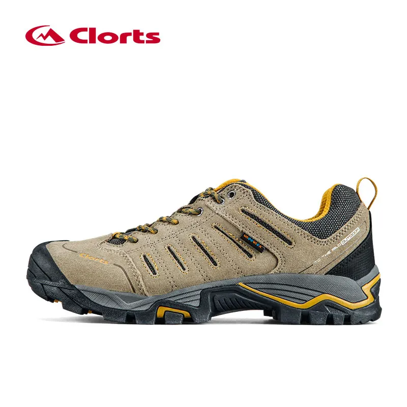  Clorts 2016 Men Trekking Shoes Waterproof Suede Leather Hiking Shoes Slip Resistant Outdoor Shoes Khaki 