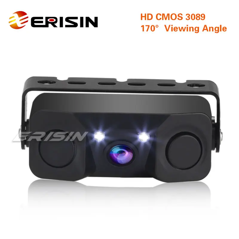 XTRONS 3-in-1 Car Camera with Sensors Wide Angle Reversing Camera with Built-in Parking Sensor Waterproof Parking Aid Radar