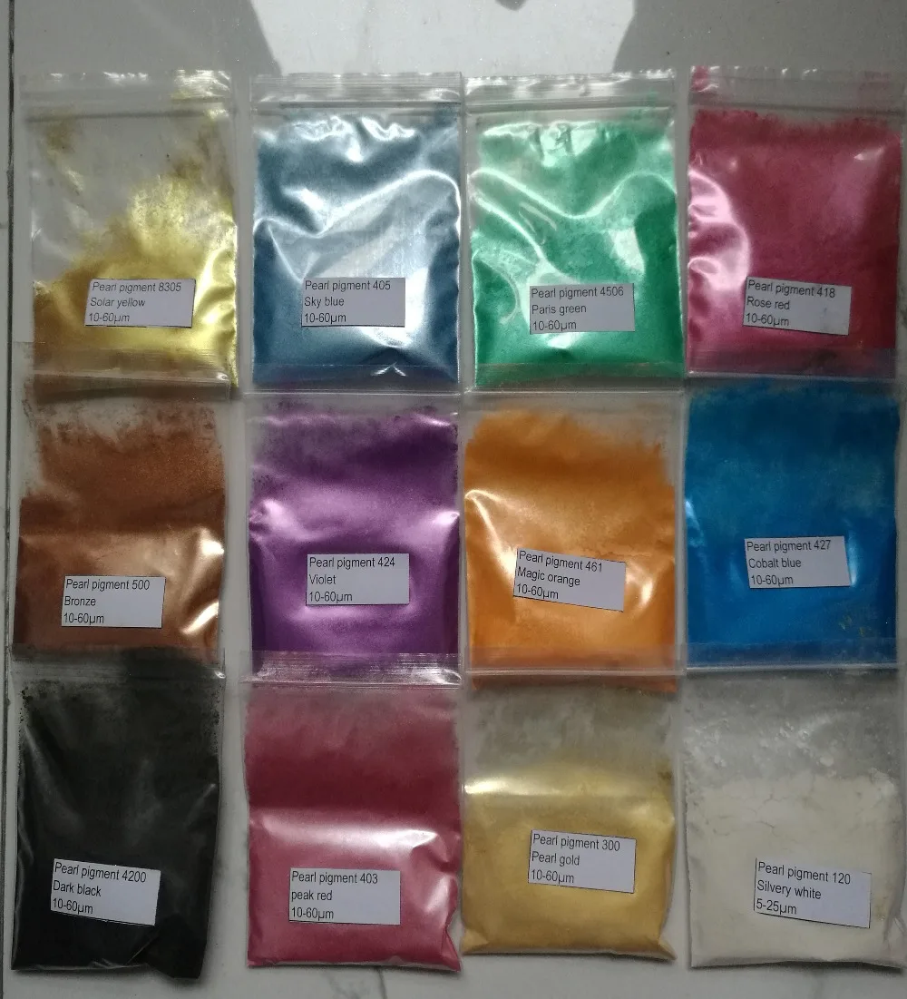 

12 colors natural mineral mica pearl pigment powder, for nail art polish and makeup shadow