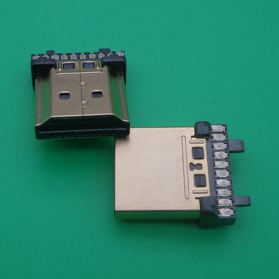 1 10 шт. 19 контактный Штекерный разъем HDMI позолоченный для самостоятельной сборки