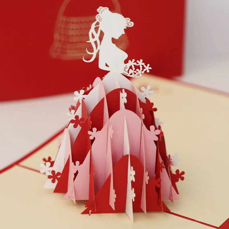  Hot Love 3D Pop UP Cards Valentines Day Gift Postcard with Envelope Stickers Wedding Invitation Gre - 33040594129