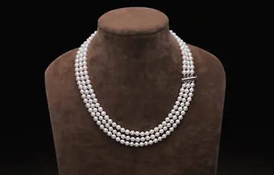 

FREE SHIPPING HOT sell new Style >>>>ELEGANT triple strands AUSTRALIAN SOUTH SEA WHITE PEARL NECKLACE