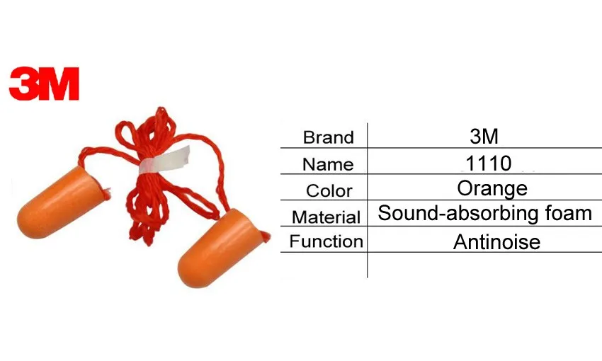 3 м 1110 звукоизоляция затычки для ушей fasciole падение Шум спальный беруши защита ушей товары для рабочих NRR29DB коэффициент "сигнал/шум" 31DB E5515