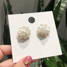 MENGJIQIAO новые корейские японские милые раковины цветок серьги гвоздики для женщин Нежный Элегантный Букле д 'ореиль Девушки Ювелирные изделия Подарки