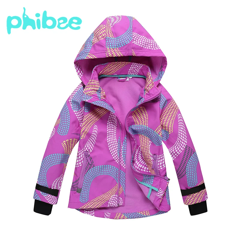 

Phibee Girls Windbreaker Outdoor Sports Windproof Soft Shell Jacket Waterproof Casual Kids Clothing