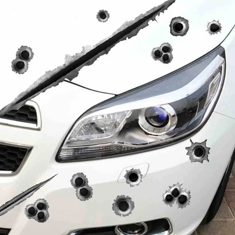 3D Поддельные пулевые отверстия пистолет снимки автомобиля стикер креативные
