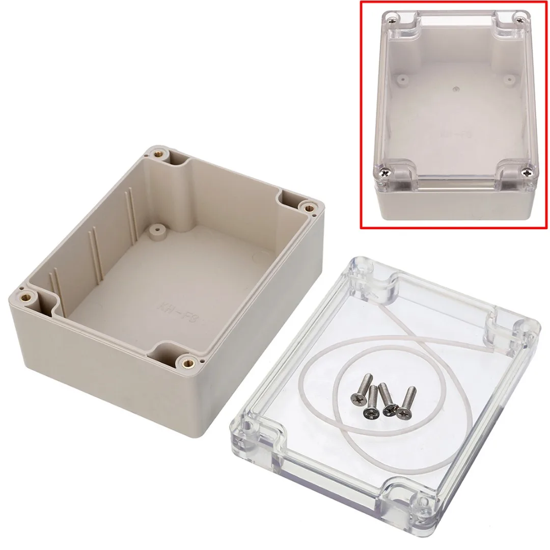 1pc Waterproof Clear Cover Plastic Box Electronic Project PCB Instrument Case 115mmx90mmx55mm with 4pcs Screws and Sealed Wire