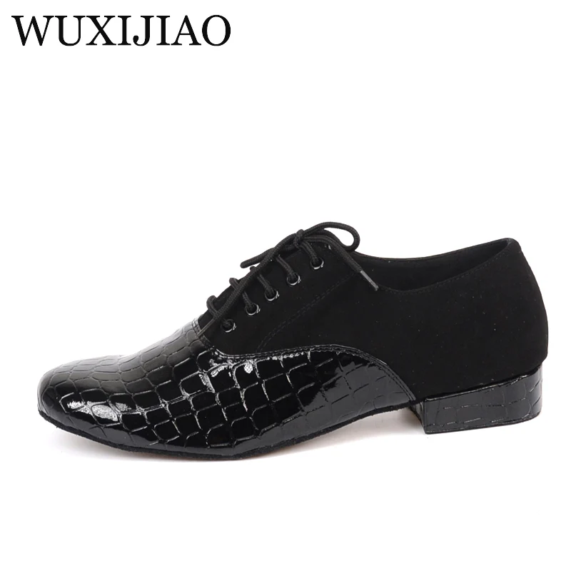 WUXIJIAO men's Crocodile print PU Latin dance shoes modern dance shoes  Ballroom dancing shoes Square friendship party shoe