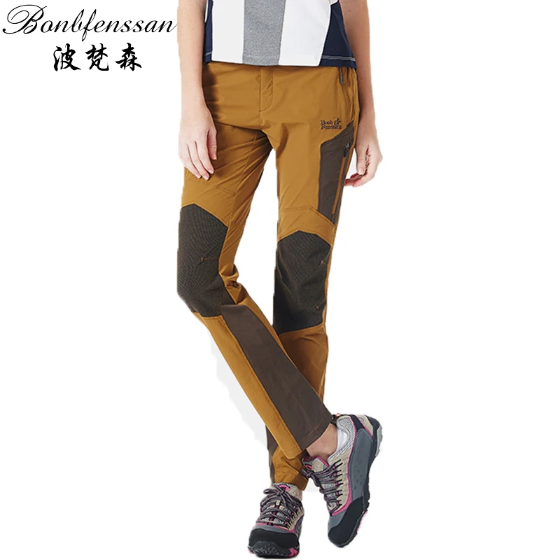 Модные сшитые женские штаны для улицы, быстросохнущие штаны для походов, рыбалки, альпинизма, женские спортивные брюки - Цвет: brown pants