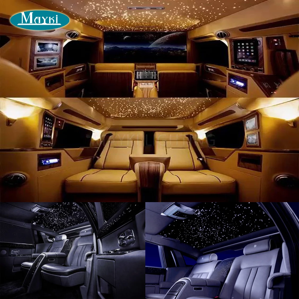 Maykit Limousine Star Ceiling Light Kit With 6w Rgb Led Driver Maykit Limousine Star Ceiling Light Kit With 6w Rgb Led Driver 200 Strands 1 0mm Roof Lights For Volare Zastava Wrangler In Optic Fiber From