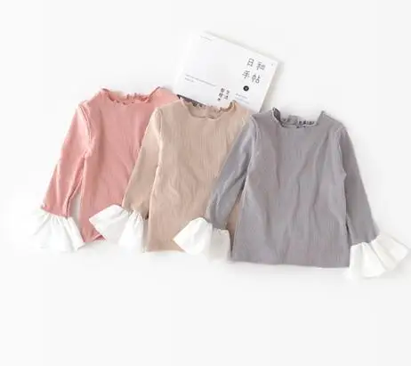 

4pcs/lot Baby girls shirts kids children clothing flare long sleeve ruffles tops girl Blouse shirt 0-3T sylvia 563430664935
