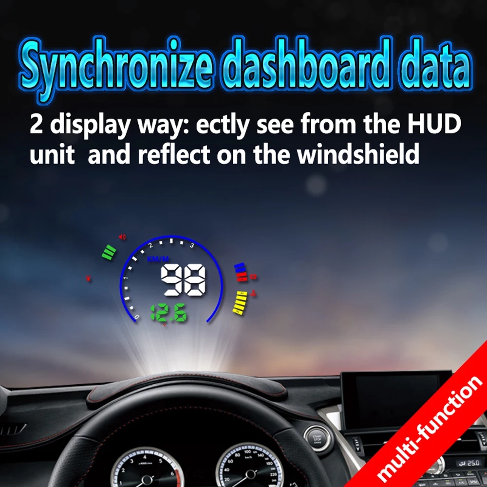 Kebidumei автомобильный HUD Скорость ometer Head Up Дисплей OBD2 лобовое стекло цифровой Скорость проектор через Скорость сигнализации OBD2 для всех транспортных средств