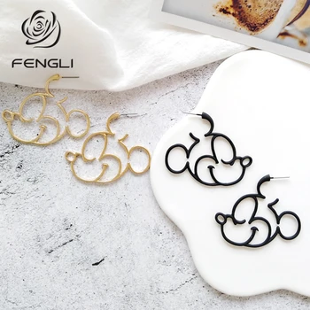 

FENGLI Cute Mickey Women Stud Earring Donald Duck Mouse Animal Earrings Cartoon Baby Birthday Statement Jewelry Hot Sale