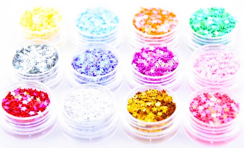 

Hot Stars Mixed Colors 12 Boxes Stars Beads Sequins Jewelry Epoxy Resin Making Nail Art Decoration