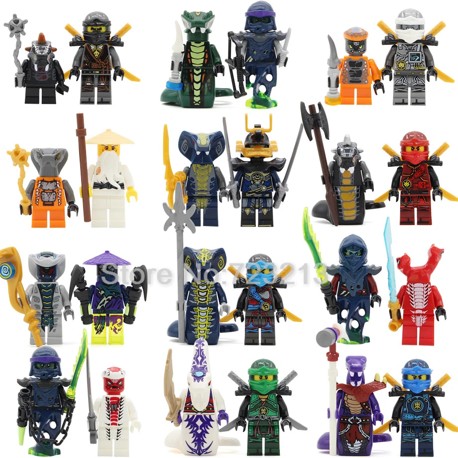 

24pcs Hot Sale Ninjagoed Figure Set Pythor KAI JAY COLE ZANE Lloyd Sensei Wu NYA Snake Building Blocks Toys LELE31035