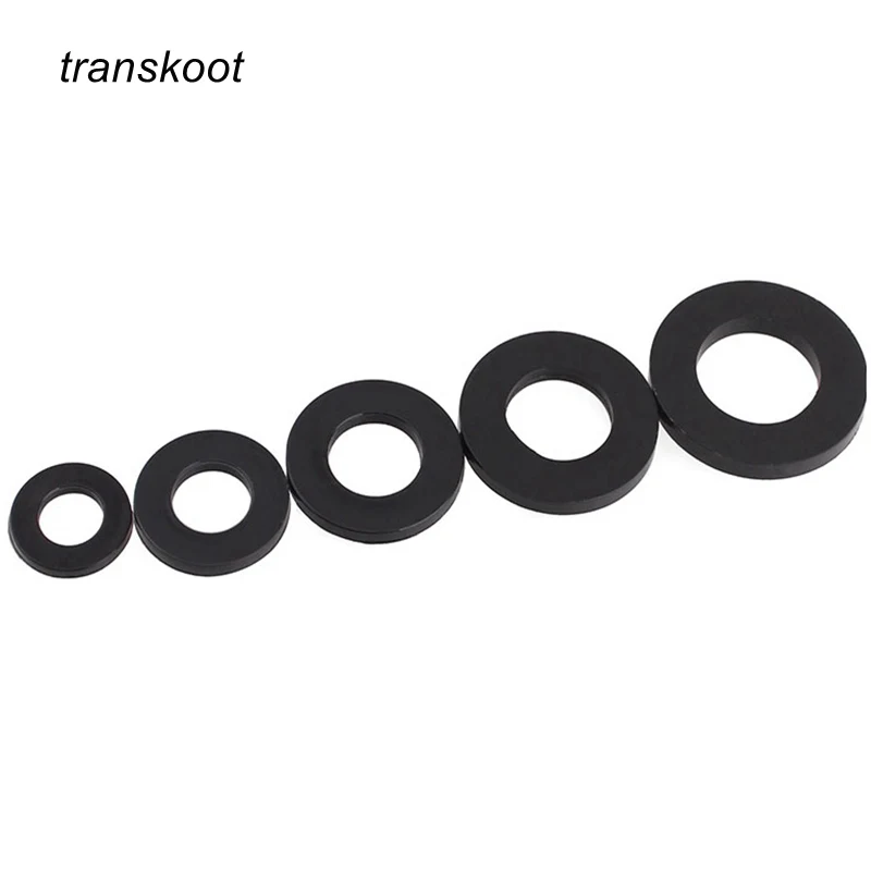 100 шт. DIN125 ISO7089 M2 M2.5 M3 M4 M5 M6 M8 M10 черный Пластик нейлоновая шайба покрытием на плоской подошве шайба уплотнительное кольцо