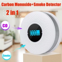 Alarma Digital de humo de Gas 2 en 1, Detector de monóxido de carbono de Co, Sensor de advertencia de voz, protección de seguridad para el hogar, alta sensibilidad